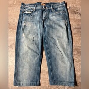 MOTHER Denim Midwash Blue Crop Shorts